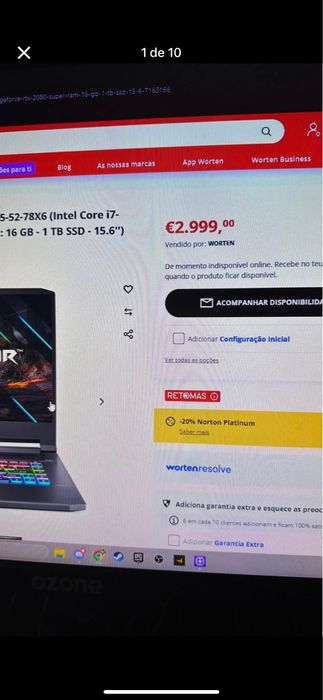 Portátil Gaming ACER Predator FHD 300hz 3ms