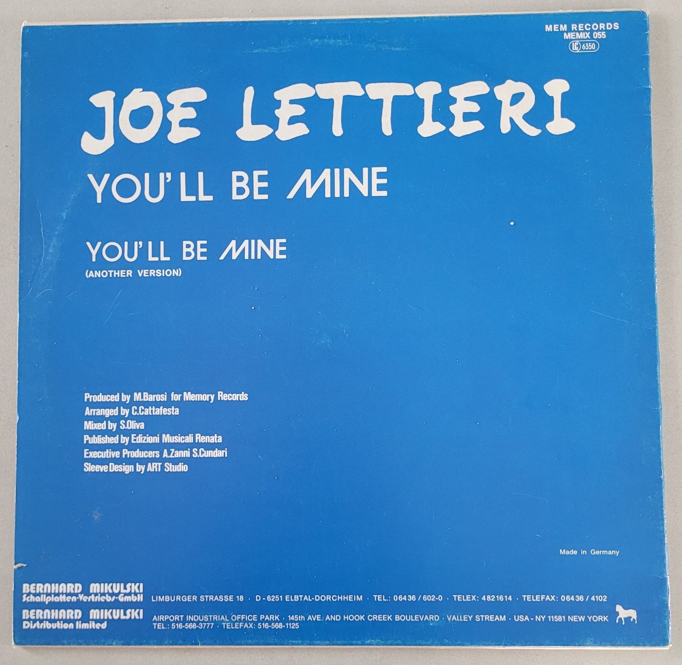Joe Lettieri - You'll Be Mine - Maxi 1987 Ger. Italo Disco  VG+ !
