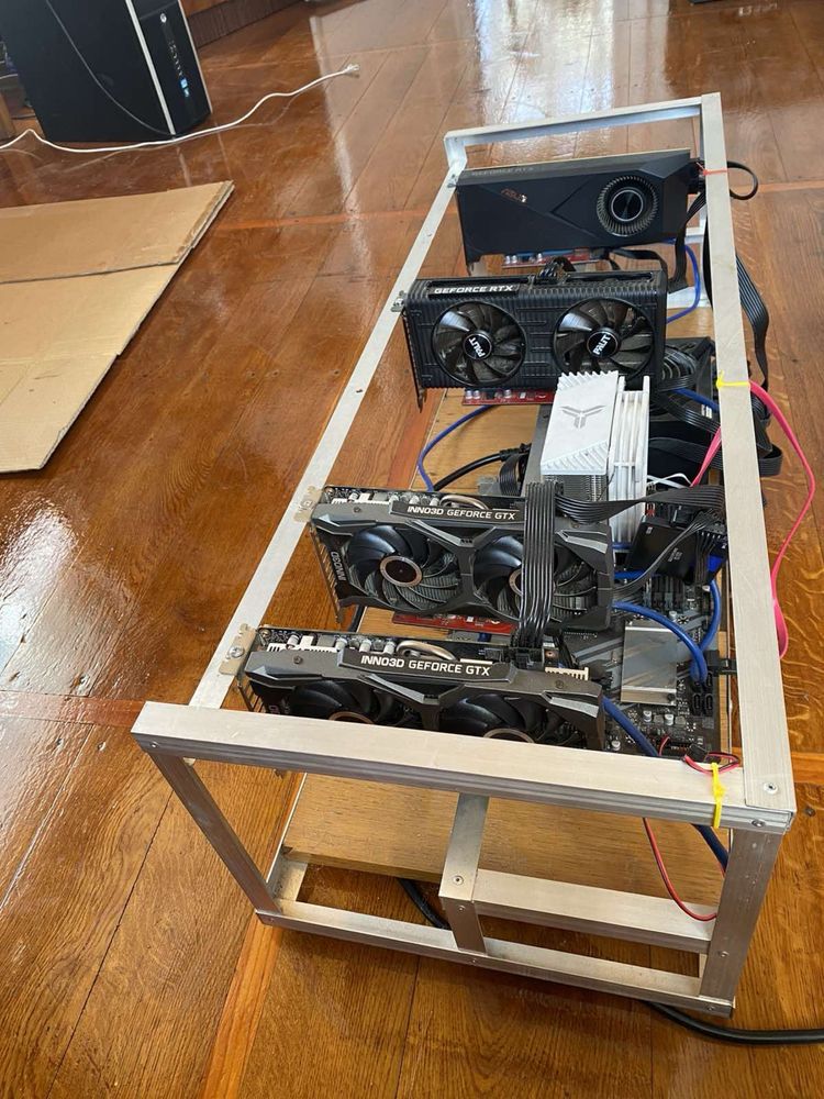 Ферма крипта відеокарти майнінг тушка RTX 3070 + 3060 + 2шт 1660 Super