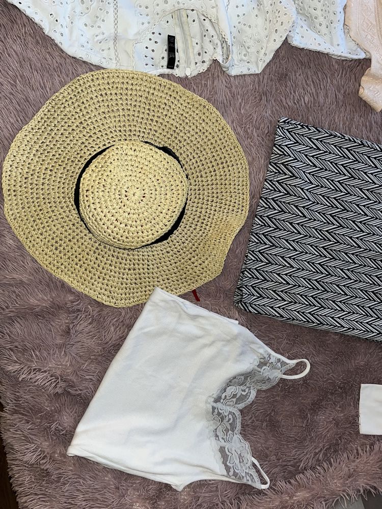 Paczka zbiorcza, 6 rzeczy styl BOHO sukienka spódniczka kapelusz bluzk