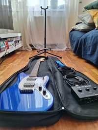 Gitara Squier Bullet Mustang HH IBL + interfejs M-TRACK Solo + dodatki