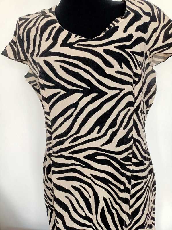 Sukienka ecru-czarna zebra rozmiar 44