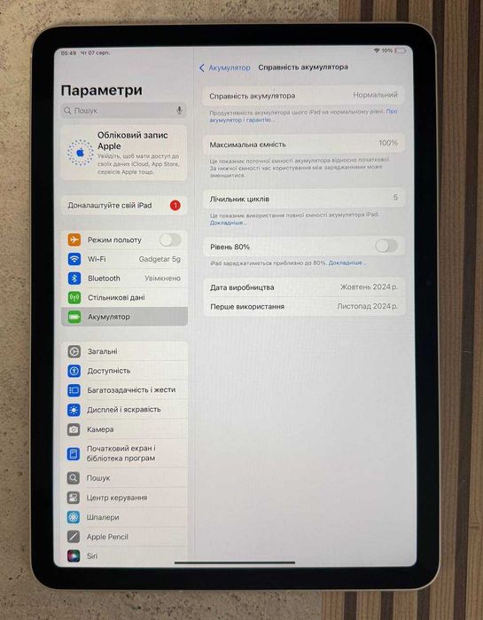 Планшет Apple iPad Air 11 2024 Wi-Fi + Cellular 256GB Starlight