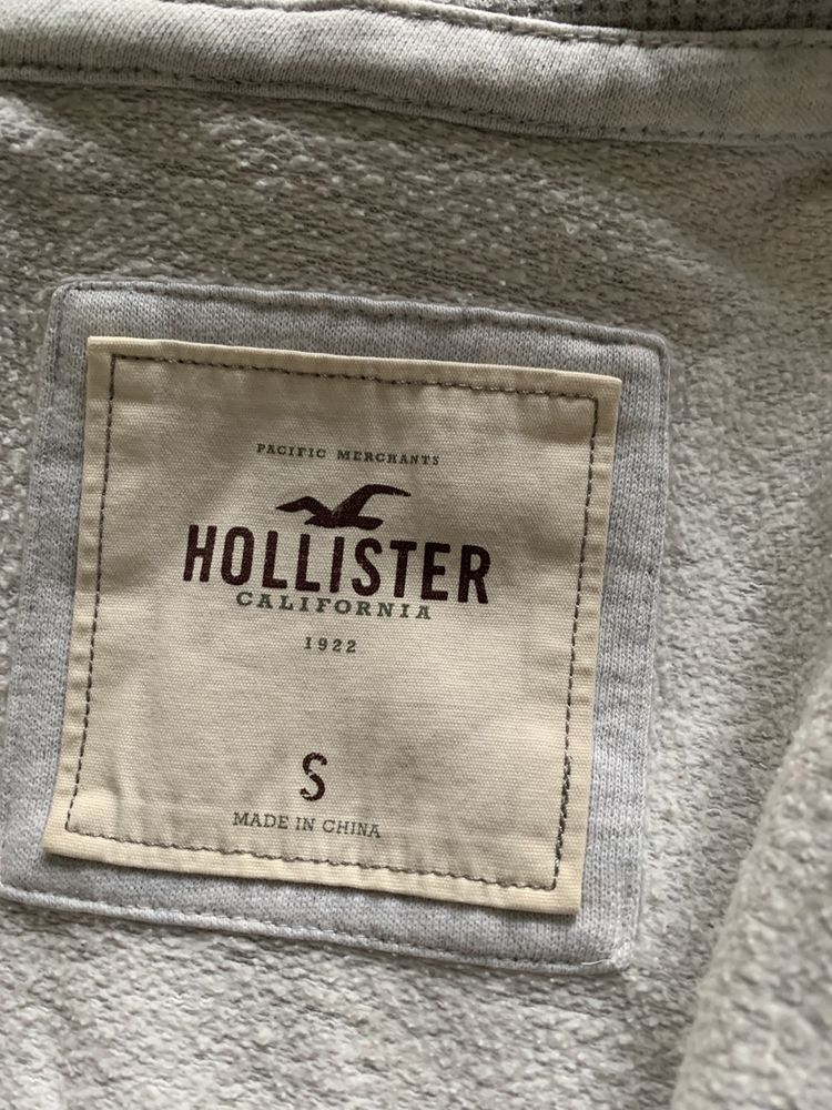 Hollister damska bluza S/XS  z kapturem. Szara kangurka rozpinana