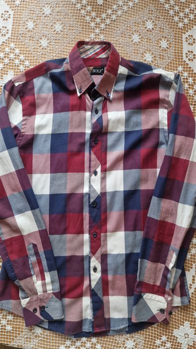Koszula męska Bolf w kratkę z długimi rękawami