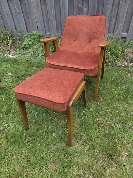 Fotel fotele Chierowski 366 z podnóżkiem design PRL retro