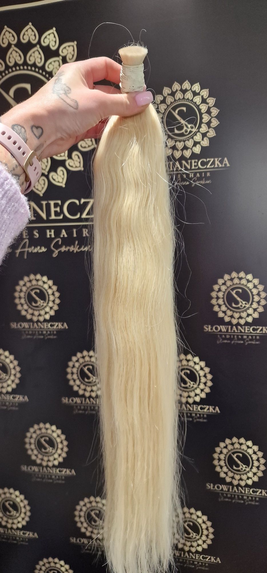 Włosy słowiaskie/fabryczne 60 cm 98 gram platynowy blond