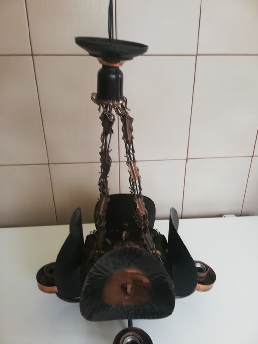 Starocie-UNIKAT-DUZY-62cm-METALOWY-babciny żyrandol-SPRAWNY-