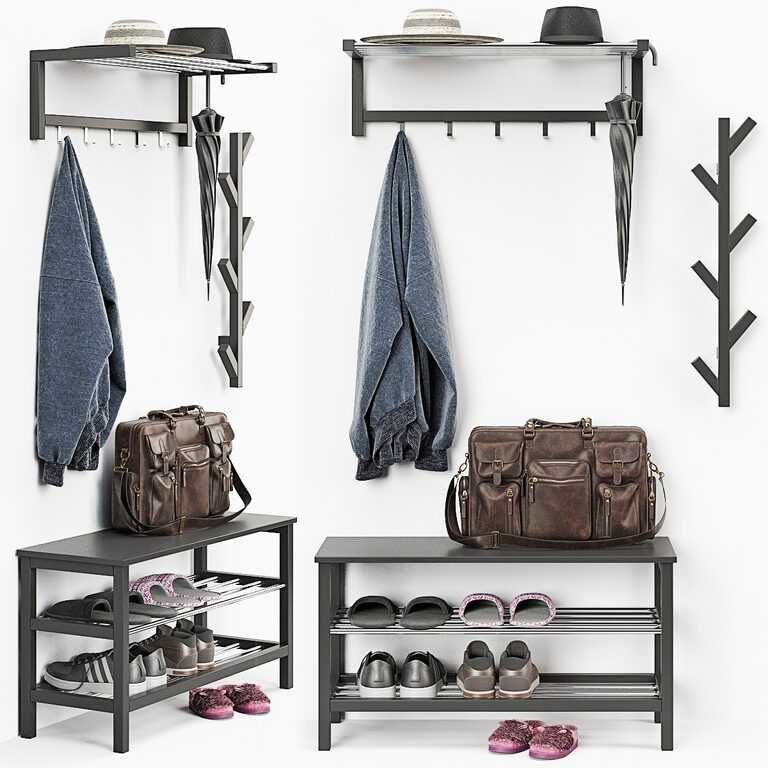 Ikea Tjusig , ławeczka z półkami  i wieszak, stan   bdb