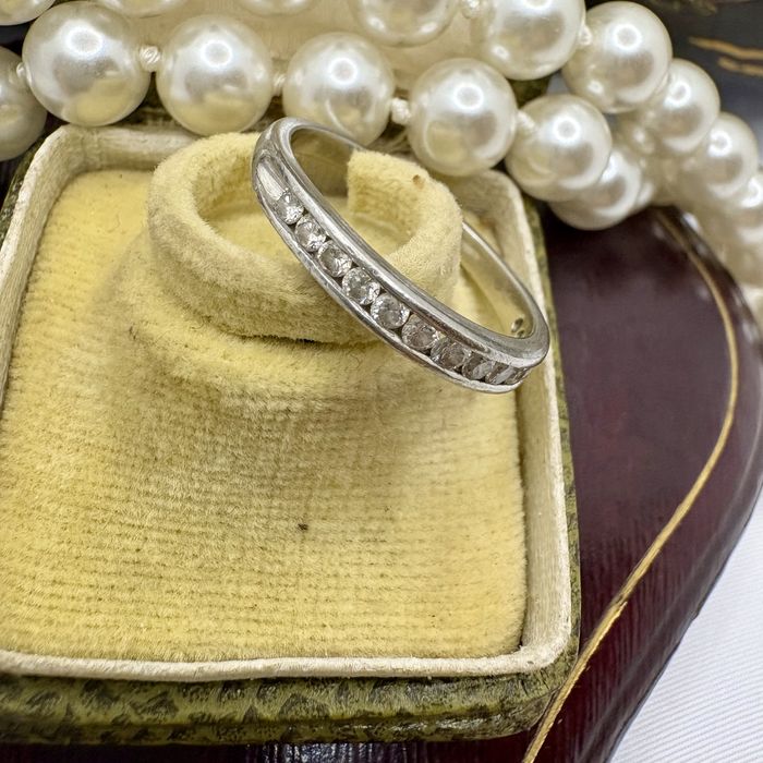 Retro pierścionek obrączka 3,62 g diamenty 0,33 ct platyna R15