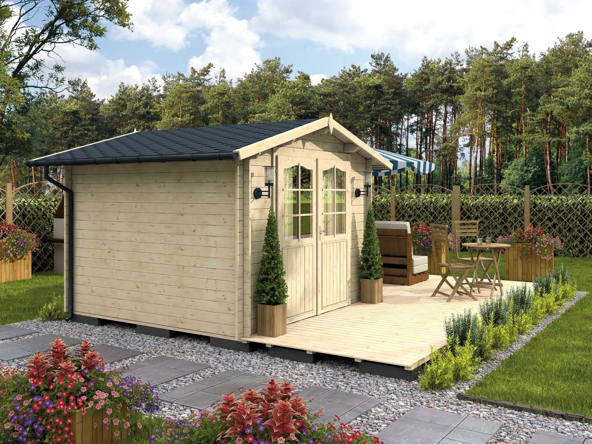 Domek drewniany narzędziowy ogrodowy szopa gospodarczy 2.96x2.96m 28mm