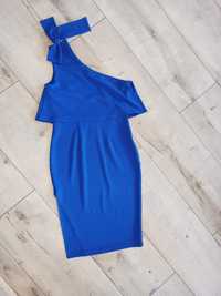 Kobaltowa sukienka z kokardą firmy " Girl in mind"
