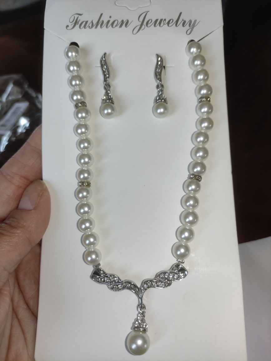 Set Conjunto Prateado Pérolas