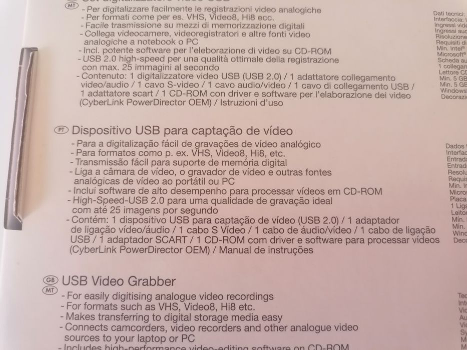 Dispositivo USB para Digitalização de Vídeo SILVERCREST