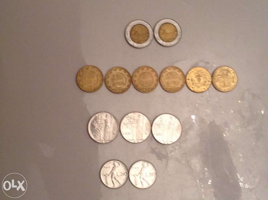 Монеты Италии, 13 штук, Австрии, 2 штуки лиры шиллинги
