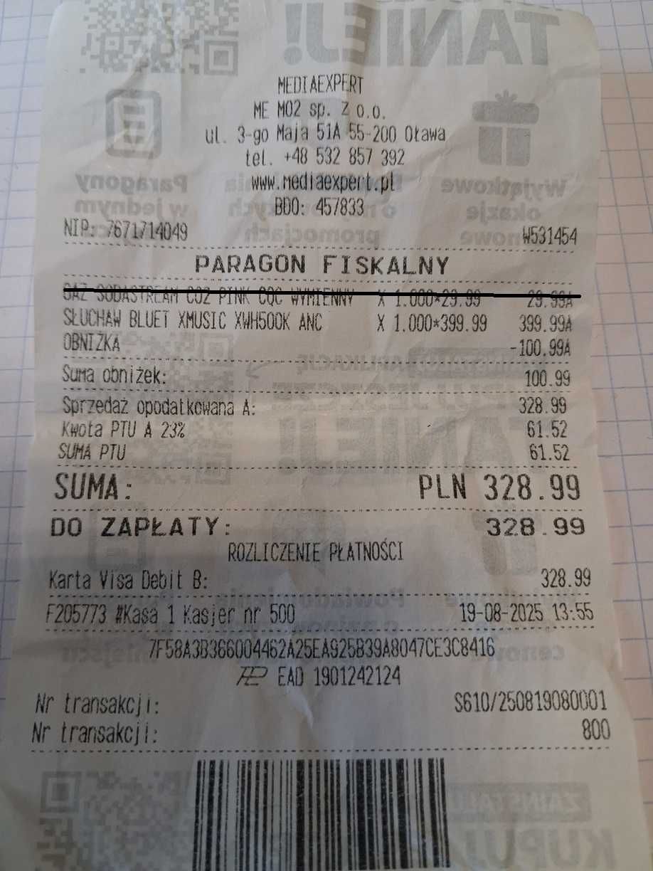 Słuchawki bezprzewodowe XMUSIC XWH500K ANC