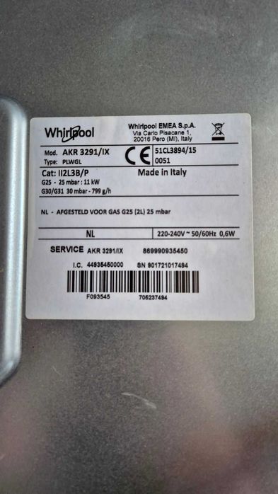 Продам поверхня газова WHIRLPOOL AKR 3291/IX