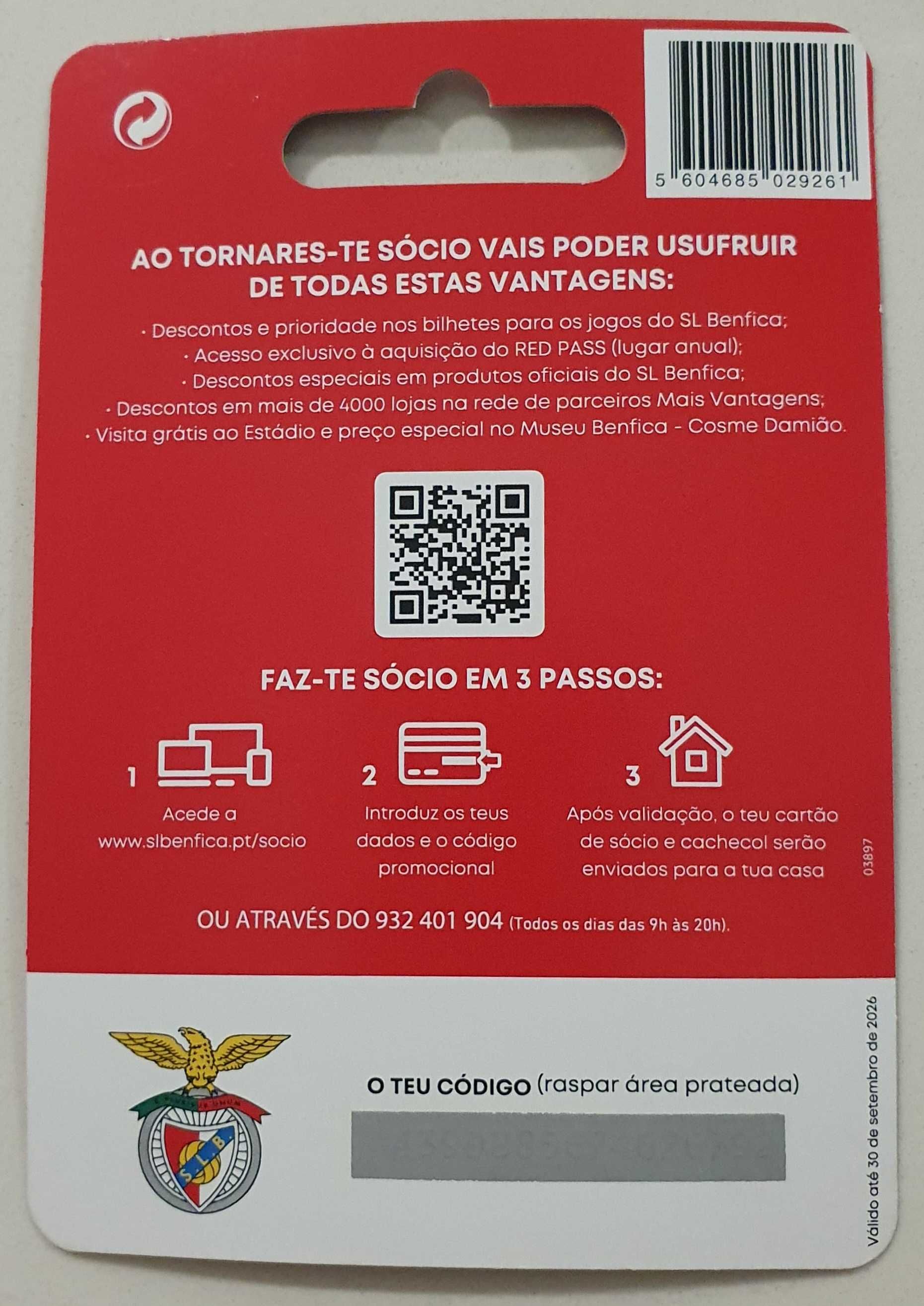 Kit Sócio SLB - Oferta Cachecol + 24€ em Quotas