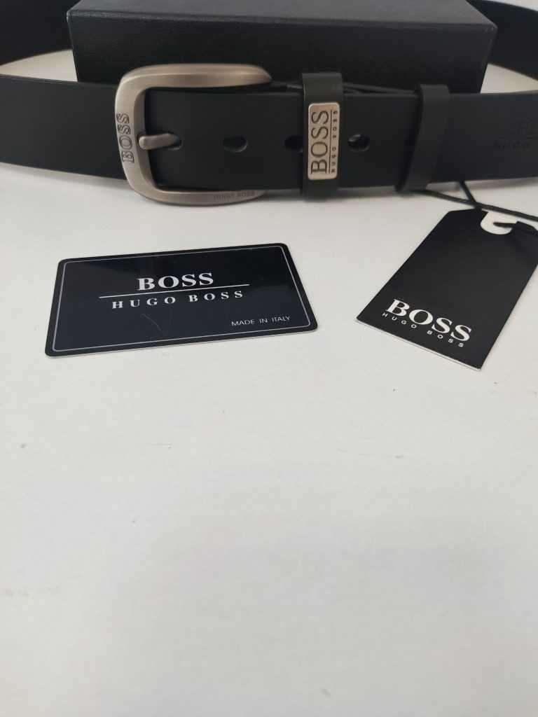 HUGO BOSS Męski pasek firmowy, skóra naturalna, Włochy 504