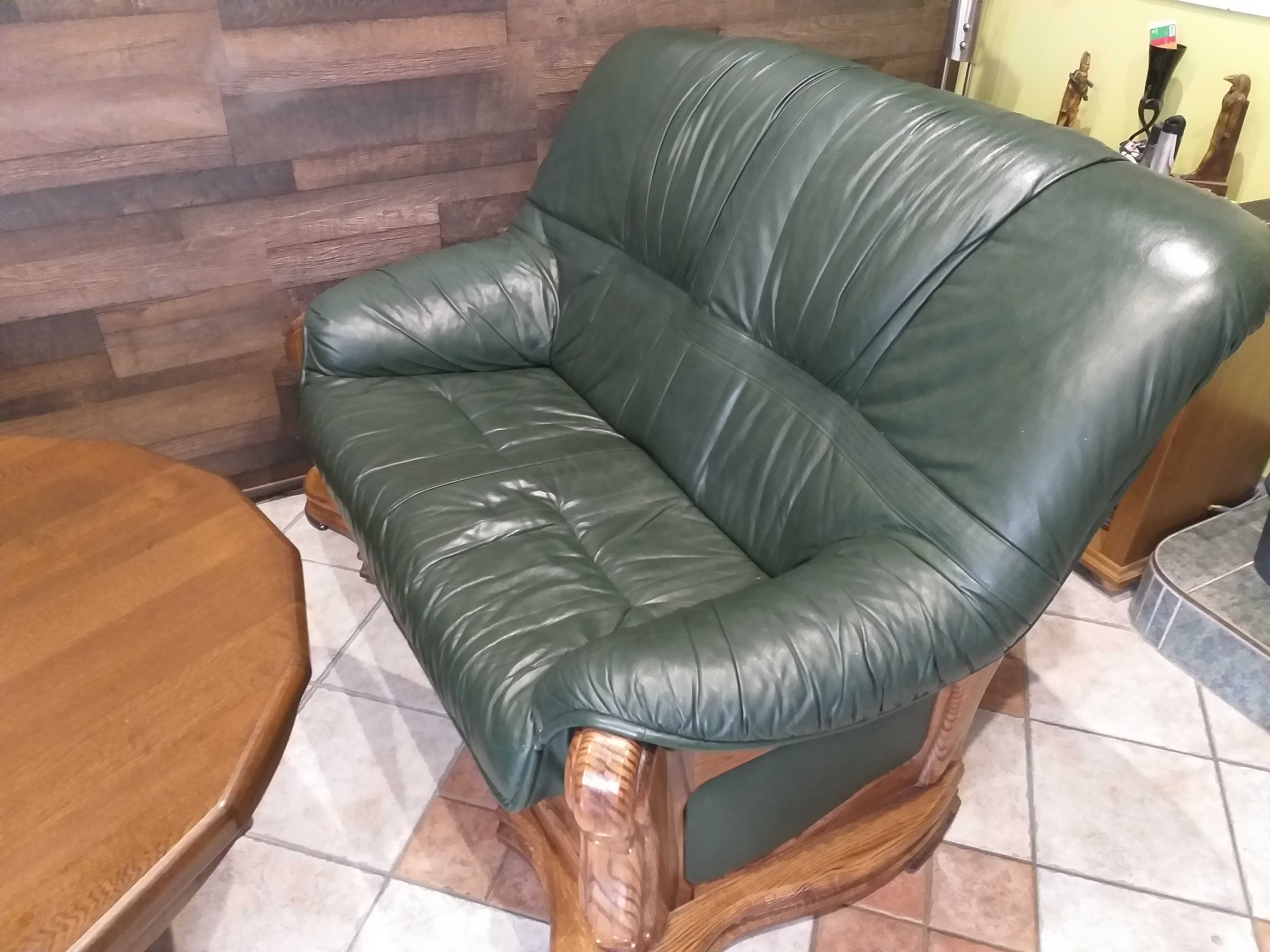 sofa 2 osobowa, skóra w dębie