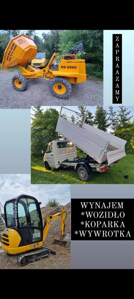 Wynajem wozidlo minikoparka wywrotka