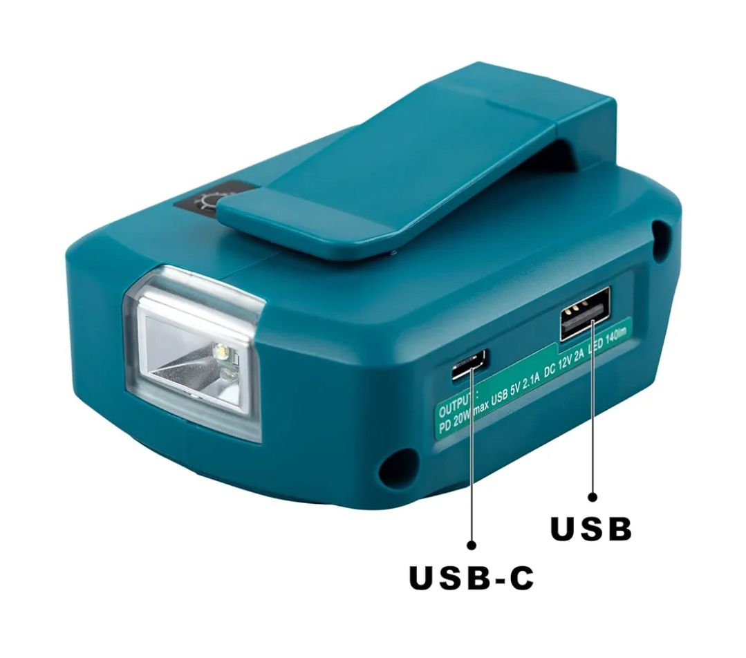 Adapter do baterii Makita z portem USB A i USB C