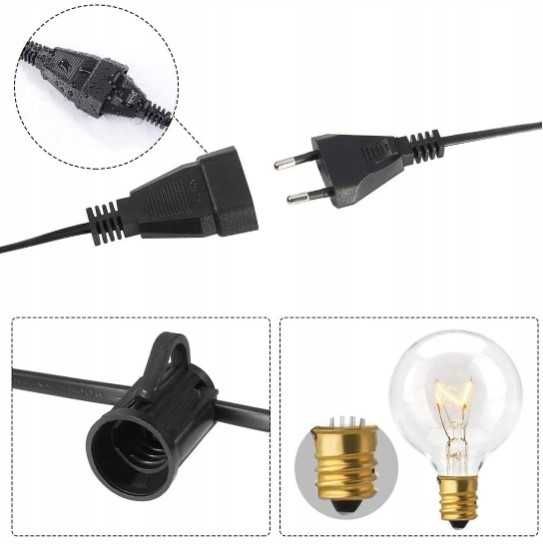 Girlanda Ogrodowa 30m Lampki LED 30x Żarówki 230V Wiszące Dekoracyjne