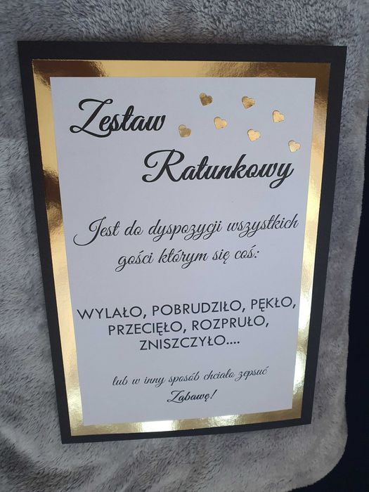 Karta A4 koszyk zestaw ratunkowy wesele kolory