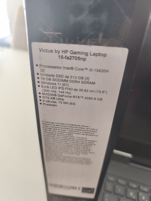 Computador Portátil Gaming Victus HP 15-fa0022np | 15,6''  Novo