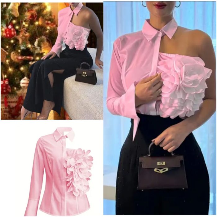 Святкова блузка рожева з квіткою