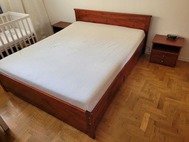 Łóżko z drewna olchowego 160x200 + szafki nocne * nowa cena