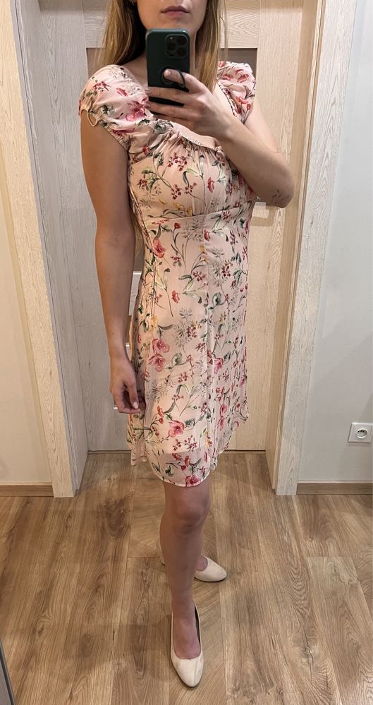 Różowa letnia sukienka w polne kwiatki 40 Orsay
