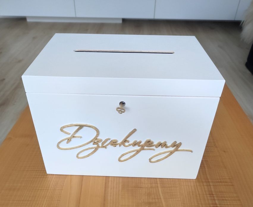 Drewniana biała skrzynka/ pudełko na koperty
