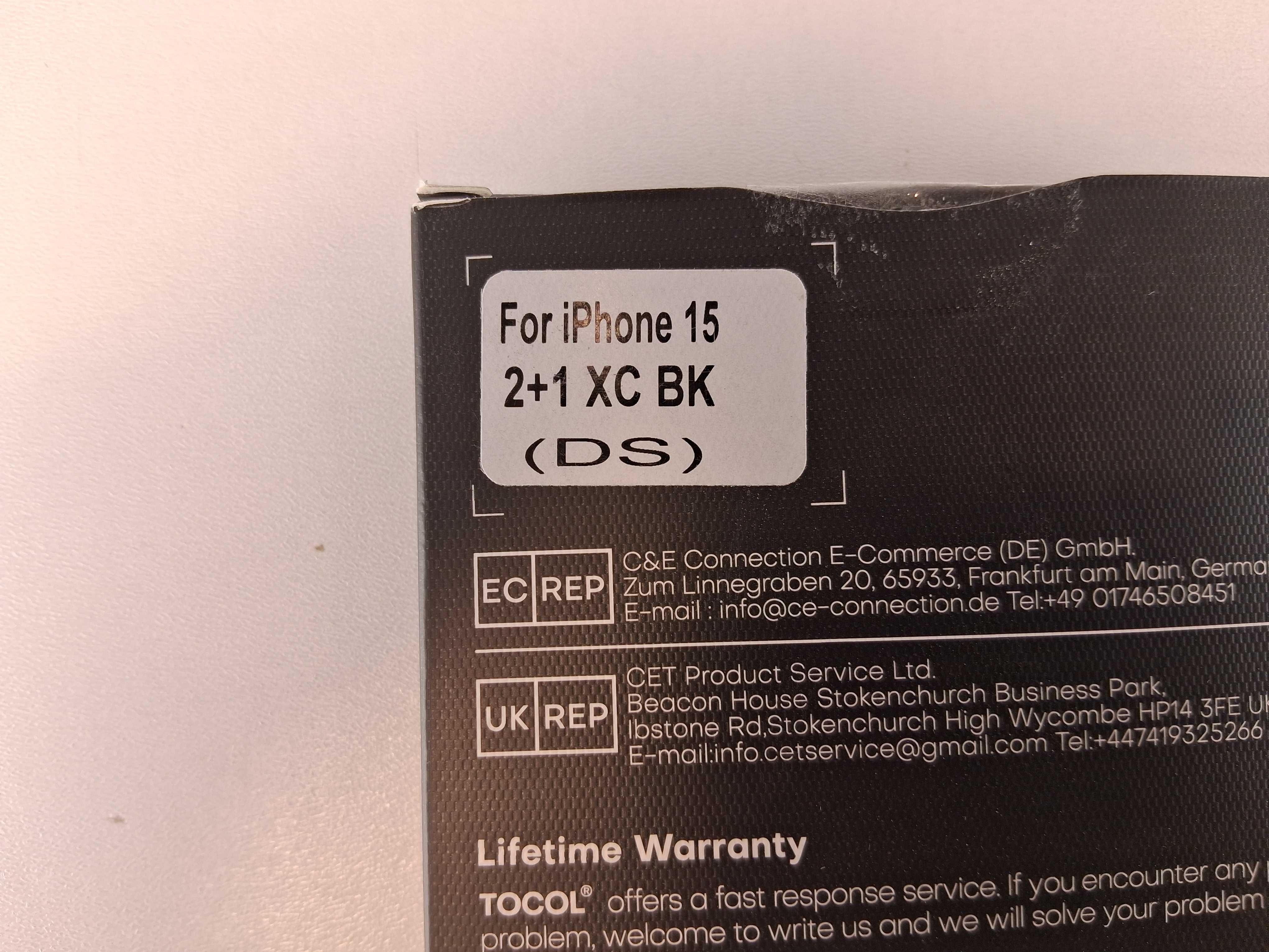 Y129 Zestaw Ochronny Tocol do iPhone 15 Szkło Hartowane Etui Nowy