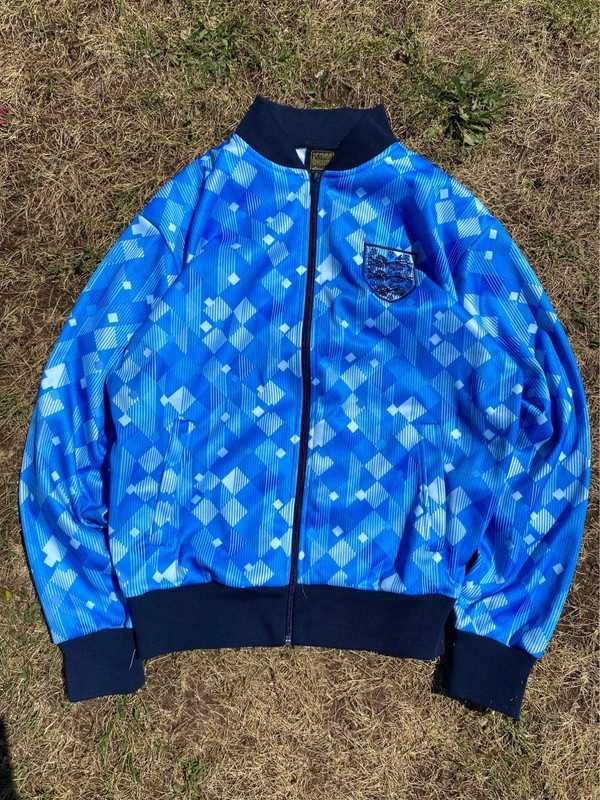 Bluza piłkarska score Draw retro Anglia england 90/92 zip blue
