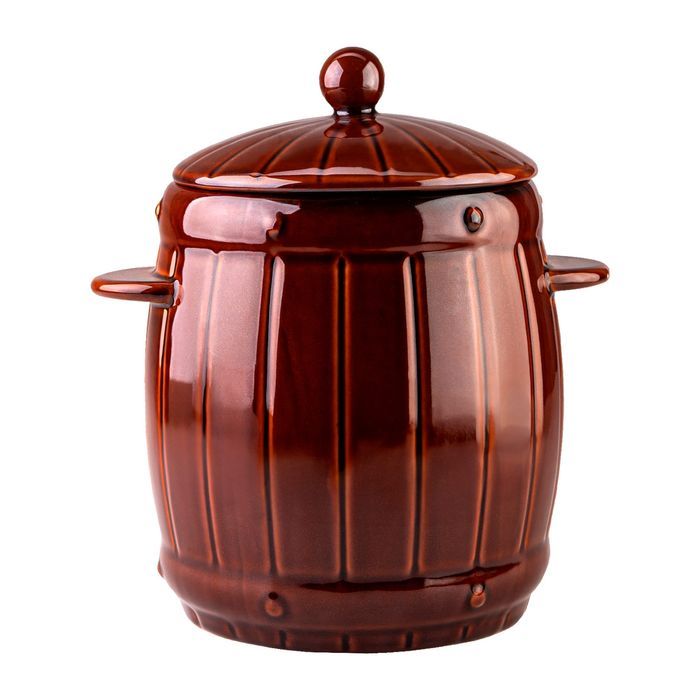 Beczka kamionkowa hermetyczna 6 l do kiszenia - brązowa