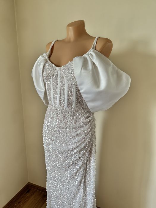 Nowa suknia ślubna cekinowa ASOS rozmiar 36 wesele cywilny poprawiny