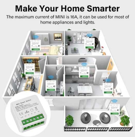 Smart-mini выключатель Aubess, 16A, WiFi