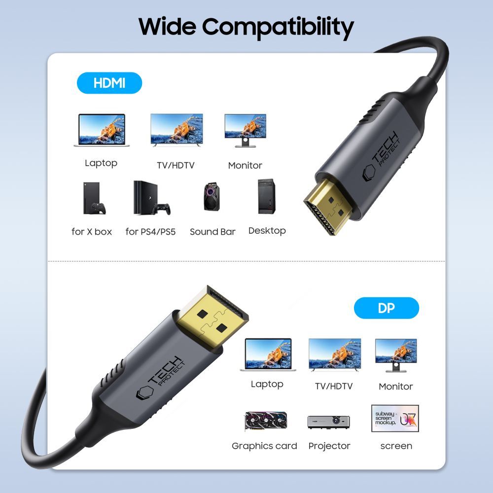 Tech-Protect Ultraboost Cable Displayport To Hdmi 2.0 4K 60Hz 200Cm