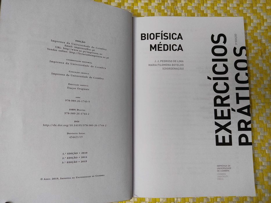 Biofísica Médica - Exercícios práticos 
 J. Pedroso Lima - M Botelho