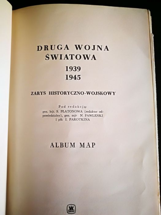 Mapy,album,II Wojna Światowa,wydanie I,MON,rok wydania 1961