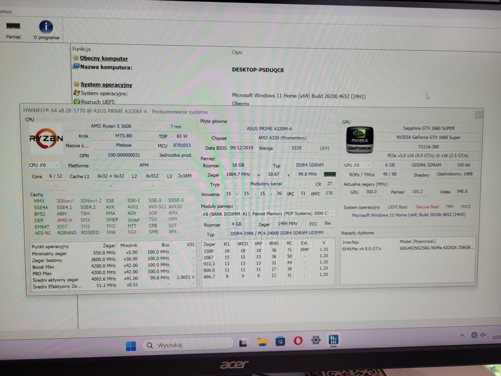 Komputer stacjonarny gtx 1660 super ryzen 5 3600