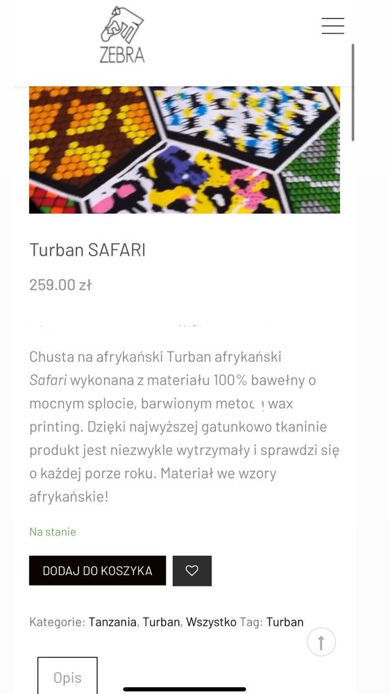 Turban ZEBRA Store Safari