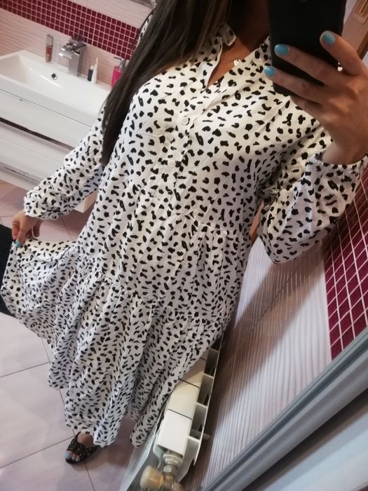 Nowa sukienka 38 M zwiewna jasna koszulowa biała