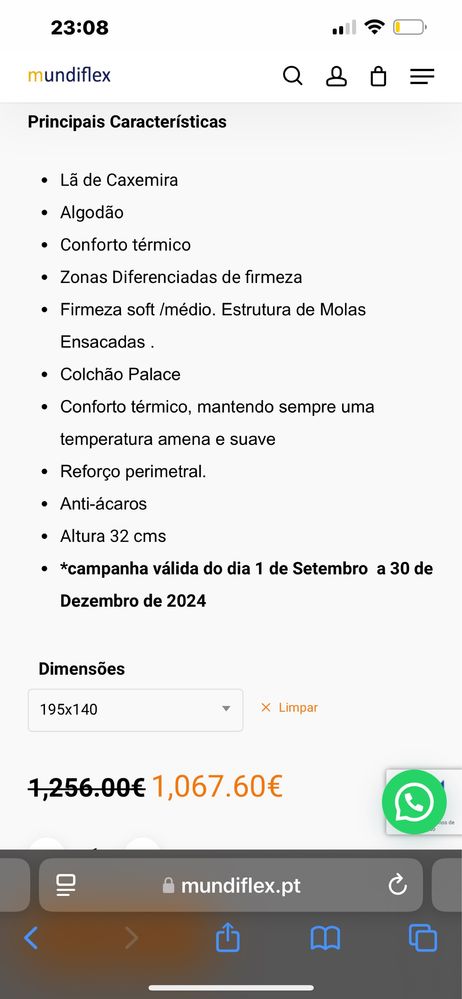 Colchão de casal 140x200 Molaflex “Palace Lumière”