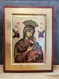 Ikona, malowana na płótnie, wklejona w drewno. Sztuka bizantyńska.