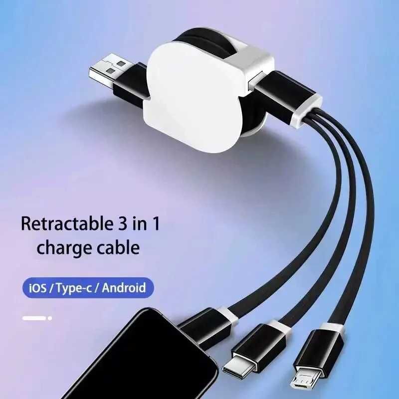 3 w 1 kabel Usb do ładowania dla iPhone'a + Micro USB + typu C.