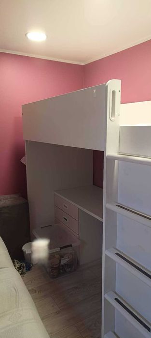 Łóżko piętrowe Ikea Samastad z biurkiem i materacem