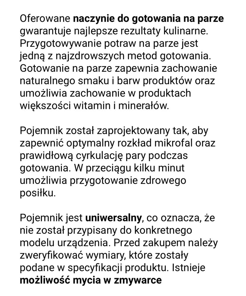 Pojemnik do gotowania na parze Mikrofala