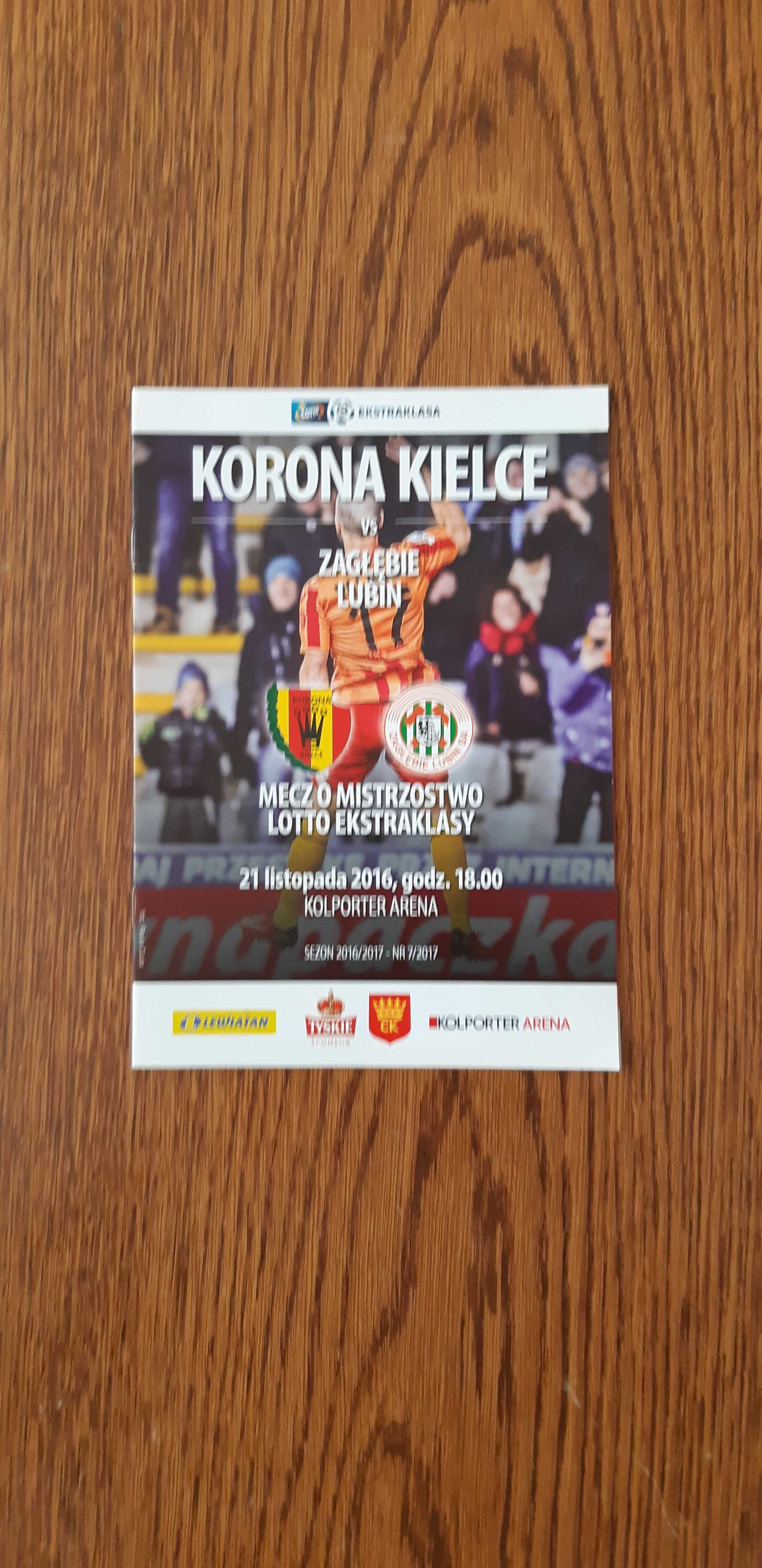 program meczowy Korona Kielce - Zagłębie Lubin 21 listopada 2016